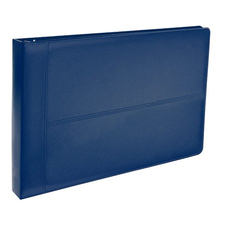 GOLD SEAL 7-Ring Executive Leatherette Ledger/Check Binder, W/Zipper Pouch, 9.75in. x 14in. Blue 11201